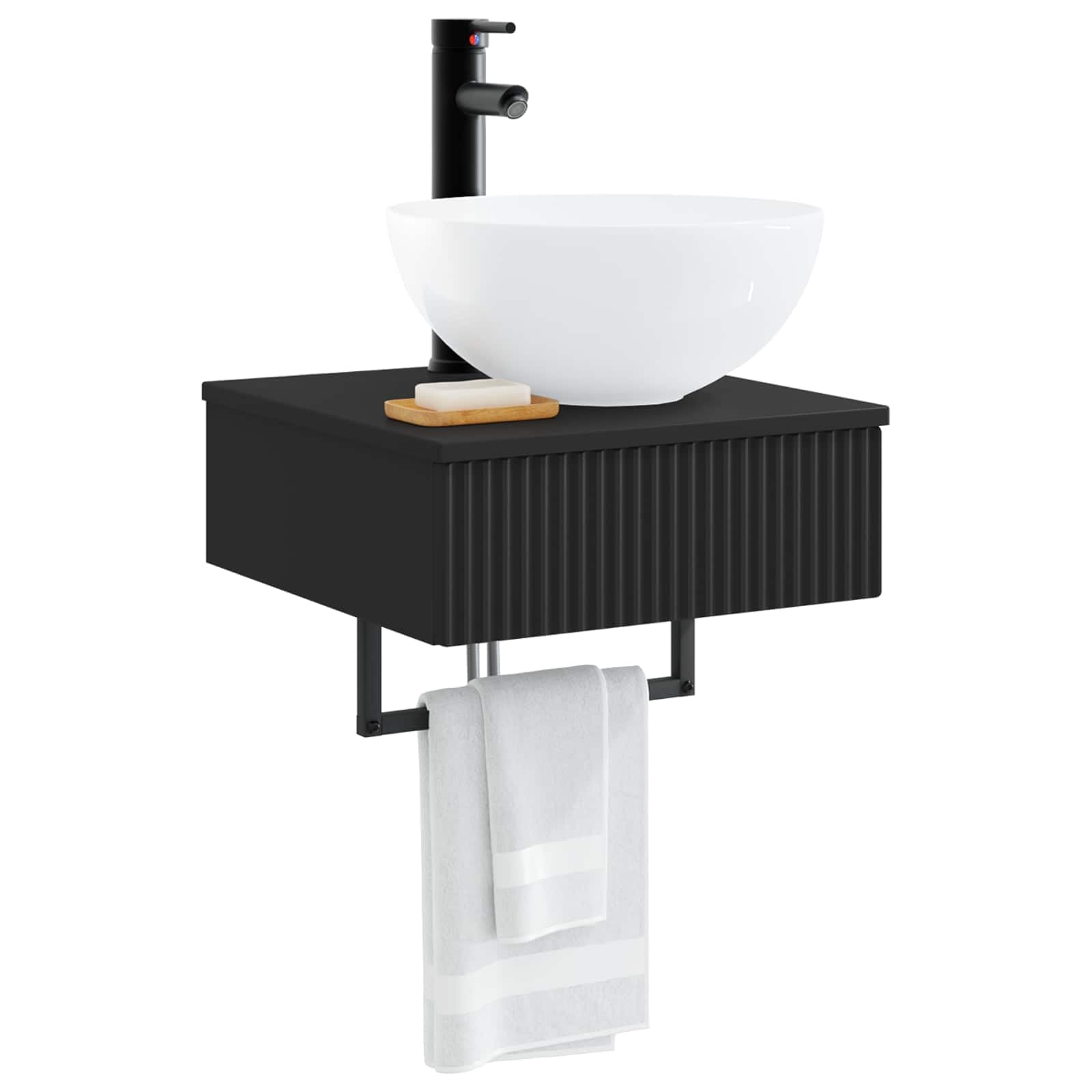 Genérico Lavabo de Lavado Montado en la Pared Negro 40 x 41 x 40,5 cm,Armarios y Almacenamiento,Tocadores de baño,15.4 kg-890179