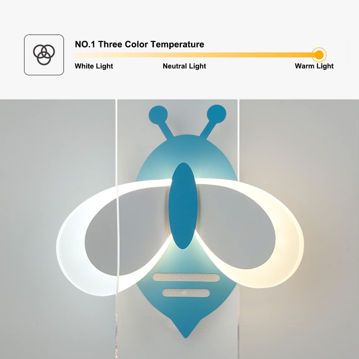 16W LED Wall Light Kids Room Nowoczesna wewnętrzna kinkiet Sypialnia z 3 kolorowymi światłami Dziecięca nocna kinkiet dla chłopca Dziewczyna Pokój Przedszkole Lampka nocna Restauracja Kawiarnia Oprawy