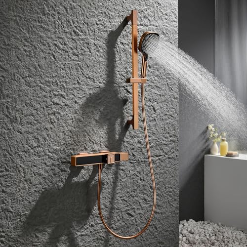 Système de douche anticalcaire en laiton avec mitigeur et douchette à main