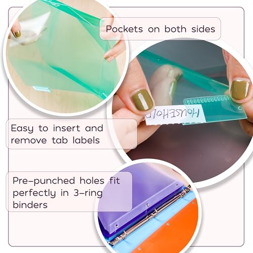 Séparations à onglets avec poches de rangement plastique durable - 4