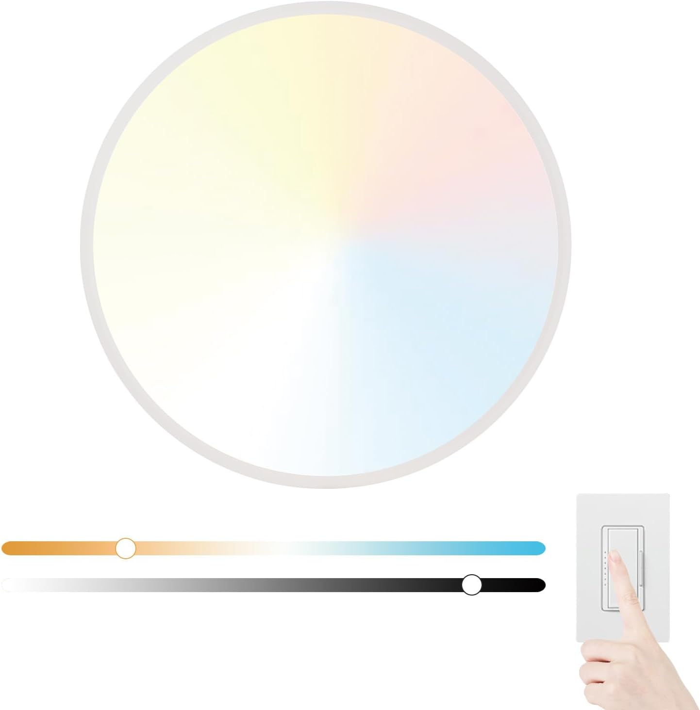 20 Inch Large LED Flush Mount Ceiling Light Fixture,45W,4600LM,3000K/4000K/6000K CCT Selectable,0.9 inch Super Slim Round Ceiling Light for Bedroom,Hallway,Kitchen (Dimmable White 1PK) White 20"-1PK