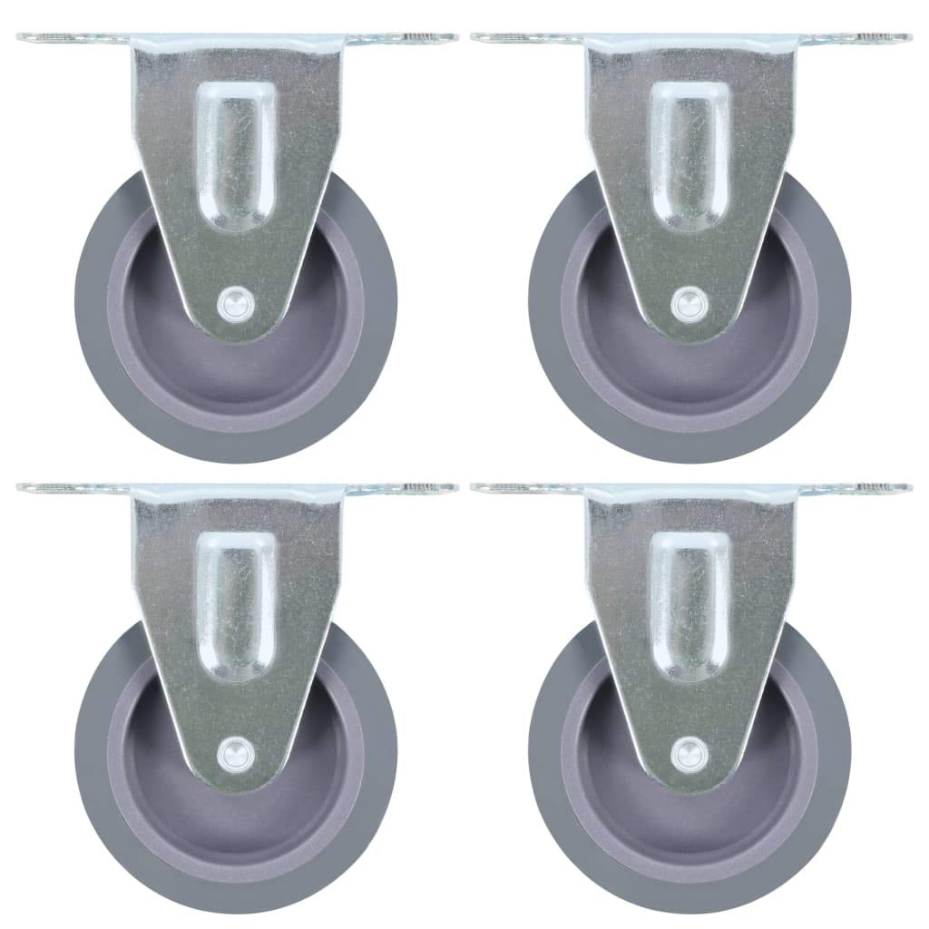 Ruote di supporto 4 pz. 75 mm TPR grigio con telaio in ferro e rivestimento in zinco, 45 kg per ruote, per banco da lavoro, carrello di trasporto, logistica di magazzino, tecnologia di