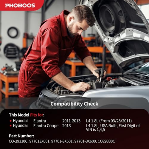 Image of PHOBOOS A /C compressor with Clutch Compatible with Hyundai Elantra 2011-2013, Elantra Coupe 2013, L4 1.8L, with Automatic Temperature Control Only, with 3-Pin Connector, Fast Cooling, Ref.CO-29330C