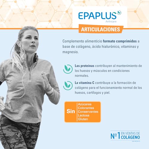 EPAPLUS Arthicare Colágeno Hidrolizado con Ácido Hialurónico y Magnesio, con Vitaminas B1 B2 B6 y C, Complemento Alimenticio para el Cuidado de las Articulaciones, 224 Comprimidos - imagen 10