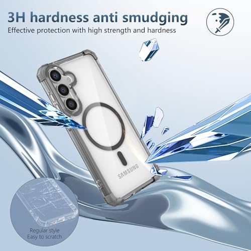 Funda magnética para Samsung S25 YOUULAR carcasa transparente negra 4