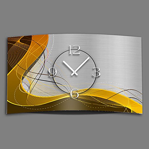 DIXTIME Orologio da Parete Astratto, Marrone, Arancione, Design Moderno, Silenzioso, Senza ticchettio 3DS-0054