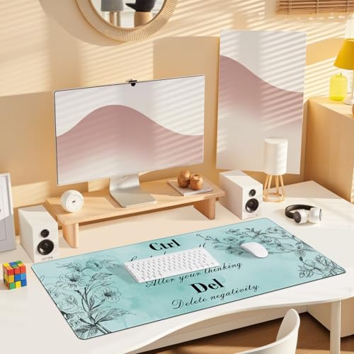 Tapis de bureau pour clavier et souris grand format antidérapant avec bords cousus