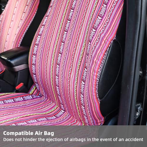 Fundas de asiento para coche de estilo étnico rosa, pack de 4 piezas de tela acolchada 5