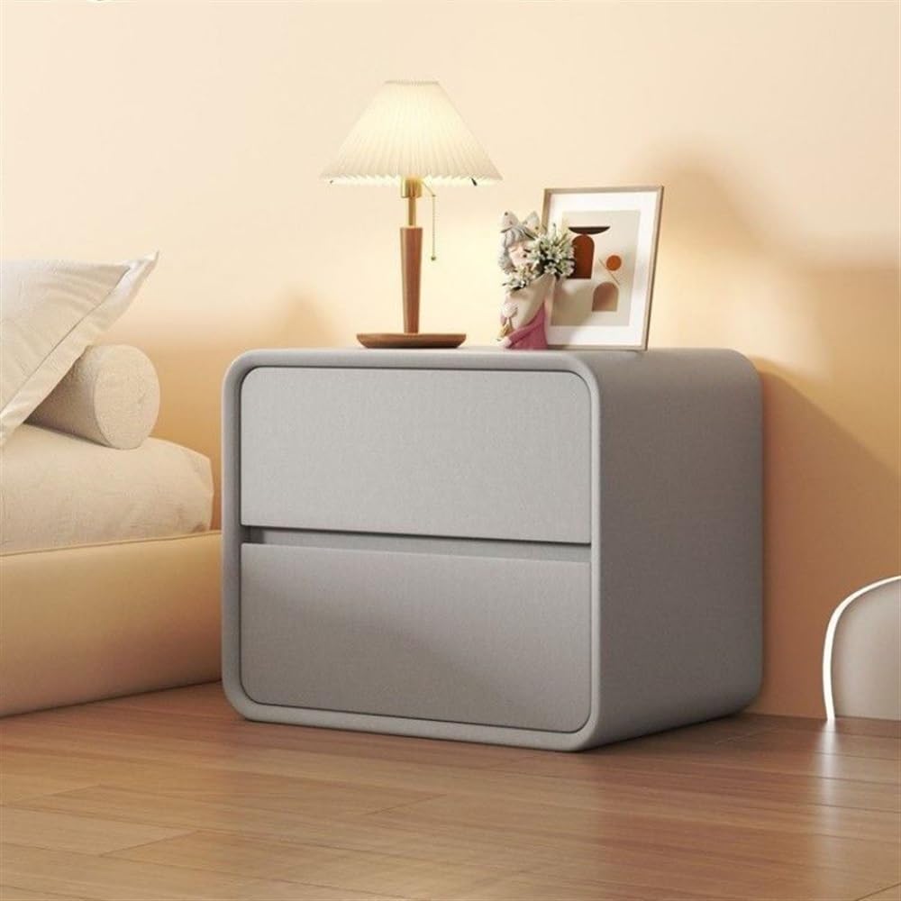 ROPSHTSF Bedside Table, Small Modern Simple Bedside Table, Cream Style, Nightstand with Solid Wood Frame, Bedside Table with Microfiber Leather Finish