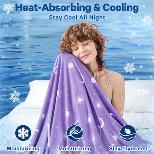 Image of inhand Cooling Blanket Full Size (80 inchx90 inch) - Double Sided Cooling Blankets for Hot Sleepers, Soft Lightweight Summer Blanket for Beach, Sofa Bed Couch, Room Decor, Gifts for Women Lavender Purple