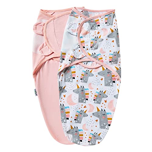 Image of Baby Swaddle Blanket, 3 Pack Newborn Swaddles 0-3-Months, Small-Medium Easy Change Infant Wrap, Infant Swaddling Sack, Adjustable Swaddle Blanket (Pink Unicorn)
