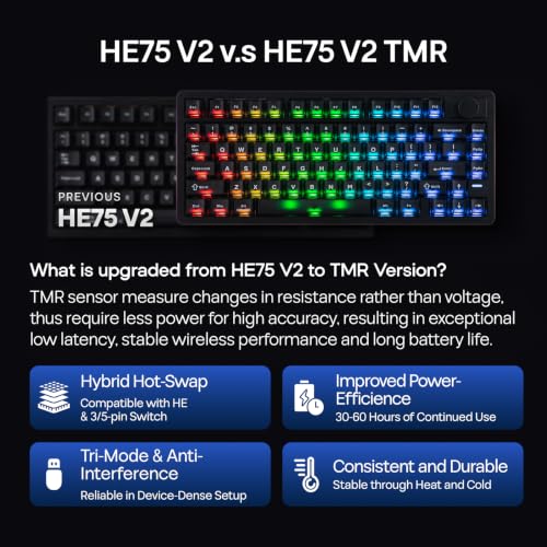Image of EPOMAKER HE75 V2 TMR Hall Effect Gaming Keyboard w /Changeable Knob