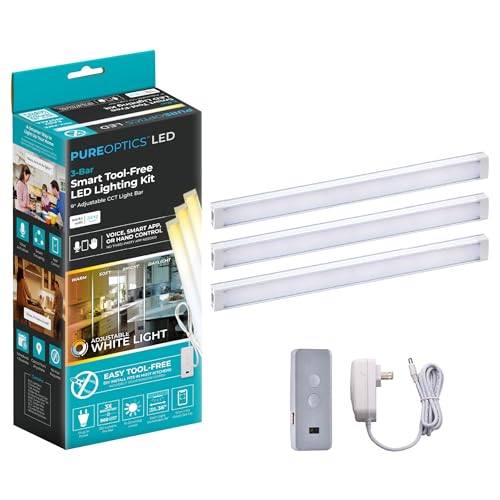BLACK+DECKER Works with Alexa Smart Under Cabinet Lighting Kit, Adjustable LEDs, (3) 9' Bars White