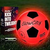 GlowCity Glow in The Dark Soccer Ball | Light Up Indoor/Outdoor Soccer Ball with 2 LED Lights | Pre-Installed Batteries | Fun Gift for Teens