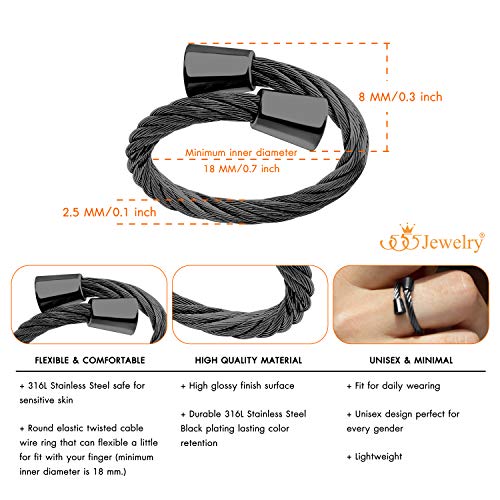 555Jewelry Stainless Steel Twisted Cable Adjustable Open Ring for Women & Ladies4