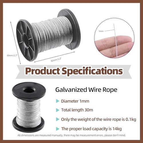 Image of 2Pcs 100 Feet Picture Hanging Wire, Picture Wire for Mirrors, Photo Frame Picture, Clock, Art Work Support & Hanging up to 50lbs