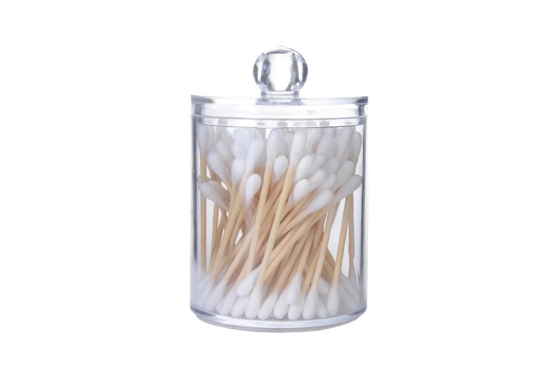 QuxetlRyz Makeup Organizer Cosmetic Storage Box Organizador Cotton Swab Holder Pad Clear Plastic with Lid Dust-proof Cotton Buds Holder(ColorA)
