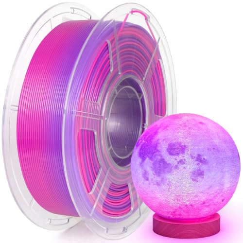 Image of IEMAI Translucent PETG Filament 1.75mm 1kg, Dual Color Gradient Magenta to Purple 3D Printer Filament Up to 600mm /s Rapid Printing for Lampshades Artwork & Home Decor