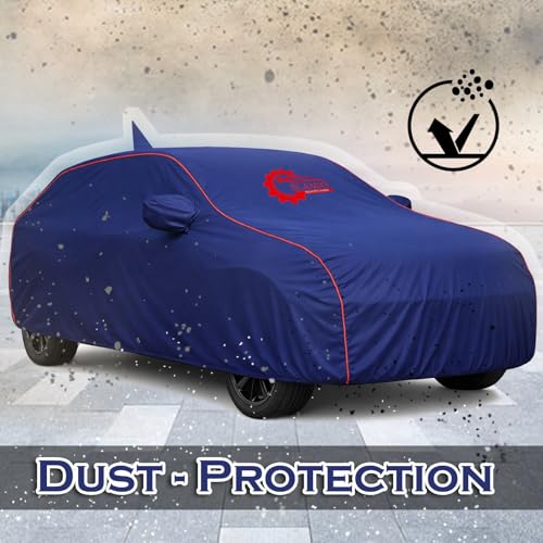 Image of 100% Waterproof Car Cover for Hyundai's i10 2013-2018 | All-Weather, Dustproof & UV Protection | Heavy-Duty 3-Layer Fabric | Custom Fit with Mirror & Antenna Pocket | Navy Blue