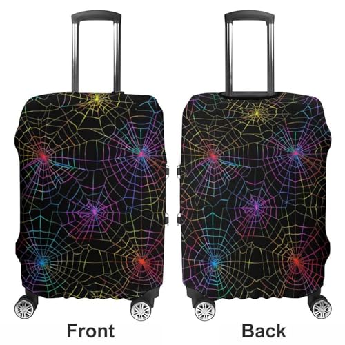 Colorful Neon Spider Web Halloween Luggage Cover Travel Suitcase Cover Luggage Protector 22-24 Inch3