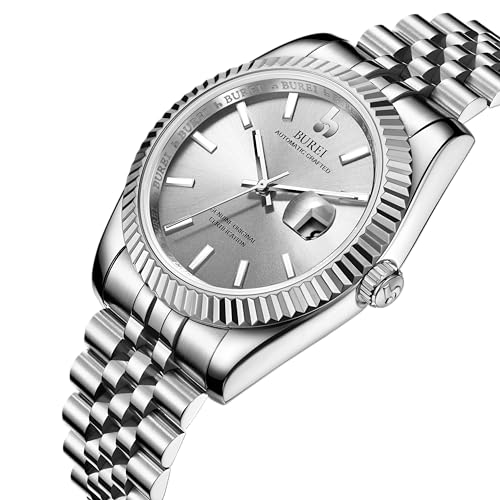 Image of BUREI Men's Classic Luxury Watch Stainless Steel Waterproof Machine Watch Fashion Double Watches Date Sapphire Crystal
