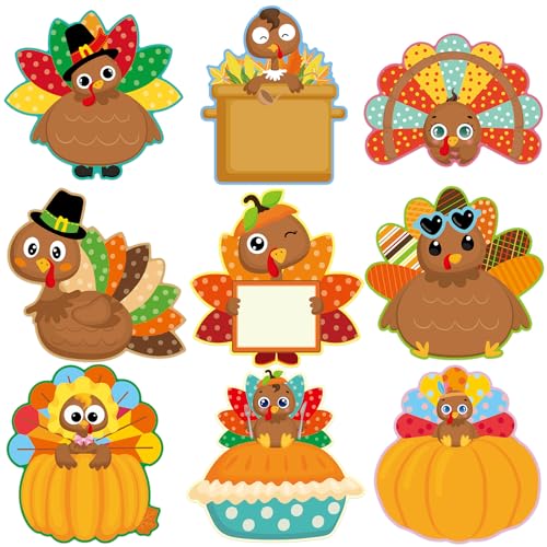 54 Pcs Turkey Cutouts Thanksgiving Cut-Outs Fall Decor for Bulletin Board Classroom Party
