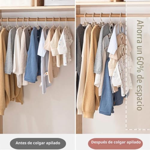 Miniatura 5 de Wjwski Perchas Bebe, Juego De 20 Perchas Apilables Con Ganchos De Mariposa, Plástico Antideslizantes, Hangers Para Ropa De Bebé Infantiles, Ahorro De Espacio Rosa Blanco Duradera