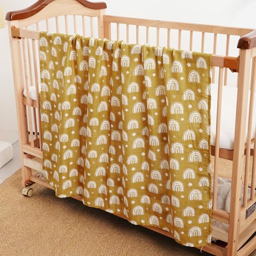 Image of 4 Set Muslin Swaddle Blankets Receiving Blanket for Newborn Baby | Boys, Girls Cute Soft Print Baby Towel Wrap 120x110cm Baby