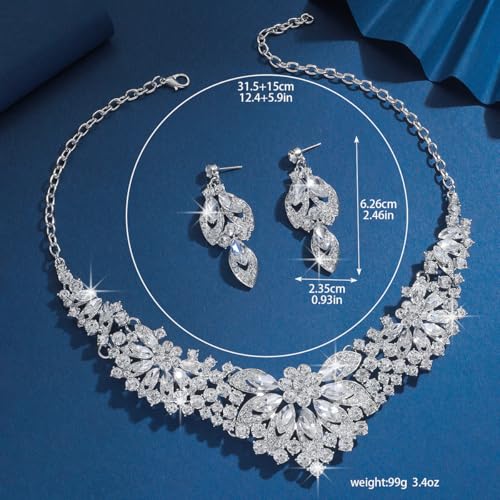 Image of Shining Diva Fashion Stylish Design Fancy Crystal Necklace Jewellery Set for Women | Trendy Celebrity Inspired Jewellery