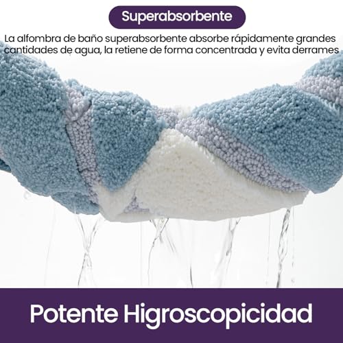 Alfombra baño antideslizante microfibras lavable ducha 50x80 azul 5