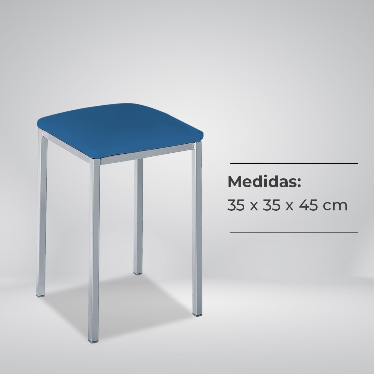 Astimesa - Taburetes de Cocina tapizado - Estructura sólida y Firme - Estructura Color Aluminio y Asiento en Polipiel - Color del Asiento: Azul. Contenido: 2 Unidades. Medidas: 35 x 35 x 45 cm