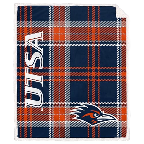 Proformance Home NCAA UTSA Roadrunners Playmaker Plaid Ultra Cozy Sherpa Throw
