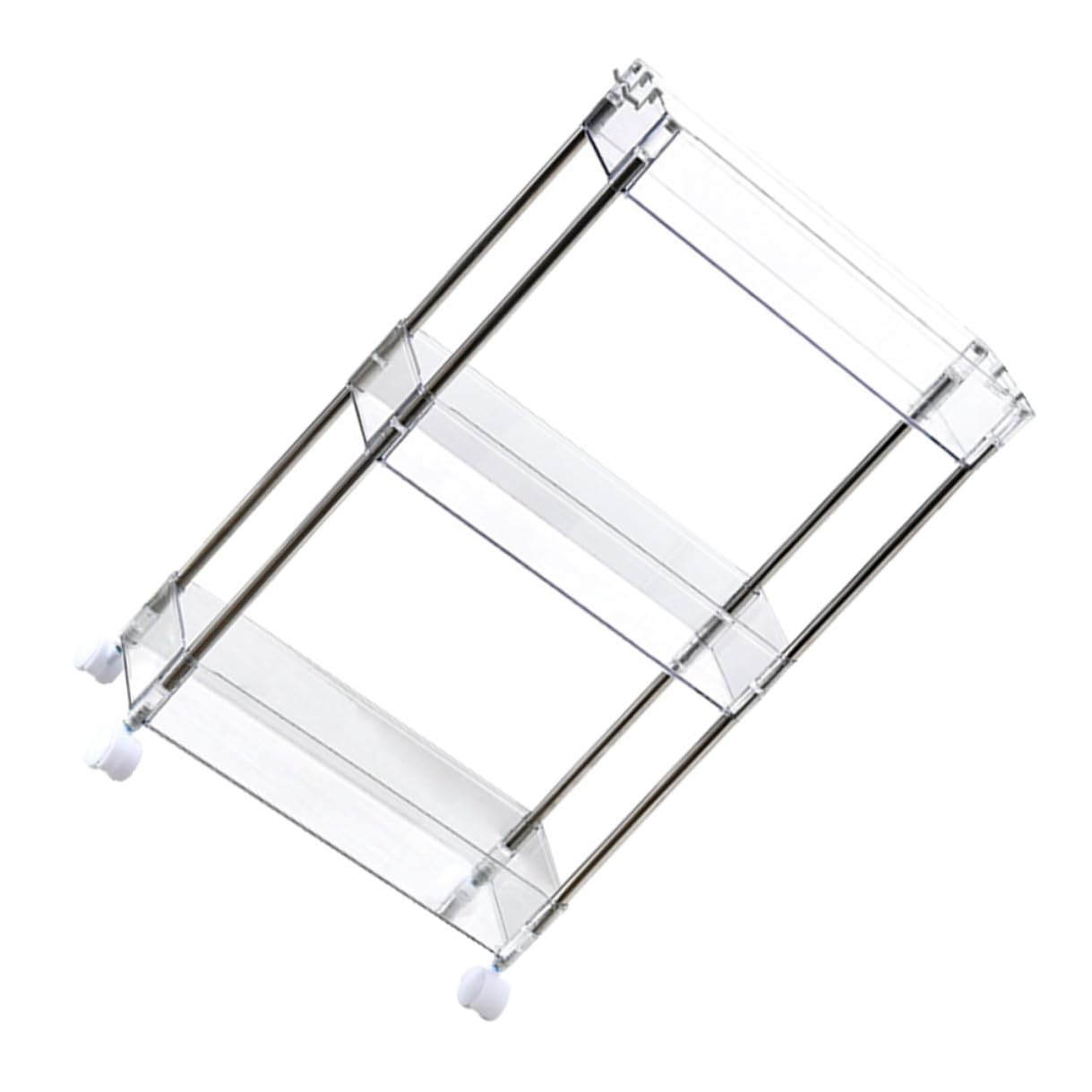 Scaffale Organizzatore da Cucina Trasparente a 3 Ripiani con Ruote | Pet e Acciaio Inossidabile, Spazio Ampio per Spezie e Giochi, Uso su Balcone