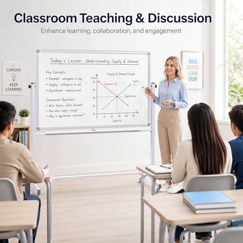 Image of Eersida 45''X 27.5'' Whiteboard Corkboard Combo on Wheels Stand