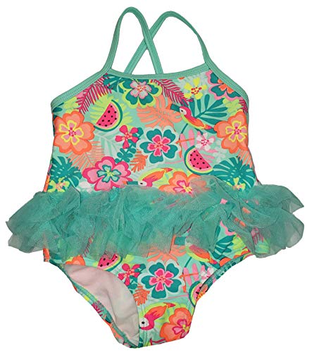 Baby Girls Aqua Mint Floral Tutu 1 Piece Bathing Suit (2T)