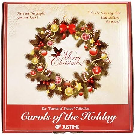 Miniatura 6 de JUSTIME Fabuloso reloj de pared con melodía de Papá Noel y reno de 14 pulgadas, 12 canciones de villancicos de Navidad, reloj de pared decorativo