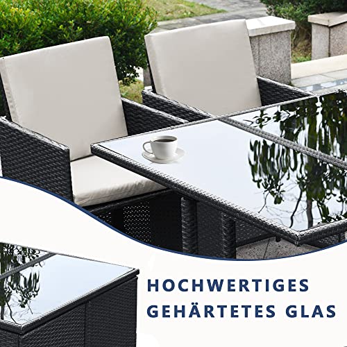 Ribelli Gartenmöbel Set 11-Teilig, Balkonmöbel aus Polyrattan, Wetterfest Sitzgruppe, Sitzgarnitur mit Sofa, Esstisch… – Bild 5