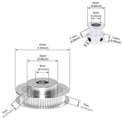 Miniatura 4 de Zeberoxyz Juego de 2 ruedas síncronas GT2 de 20 y 60 dientes de 0315in polea de distribución de aluminio con 2 piezas de longitud de 7874in de ancho
