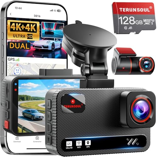 TERUNSOUl Dashcam Auto 4K+4K,Dashcam Auto Vorne Hinten mit...