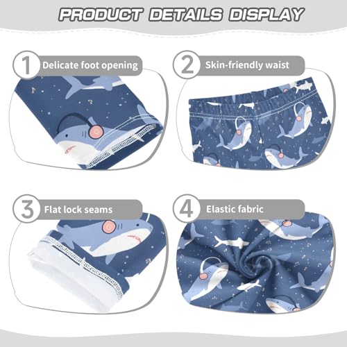 Headphone Shark Music Note Girls Leggings Ultra Soft Compression Yoga Gym Pants for Kids 4-10T3