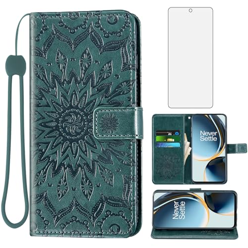 Étui OnePlus Nord N30 5G et CE 3 Lite avec verre trempé et porte-cartes en cuir noir