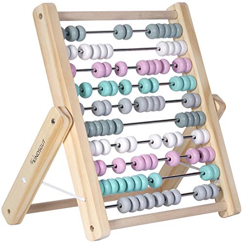 KINDSGUT boulier abaque avec 100 Boules colorées, Jeu éducatif de calcul, Rose pâle