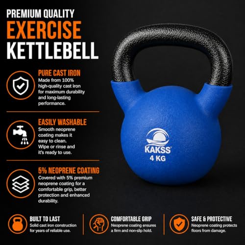 Image of Kakss Half Coating Neoprene Kettlebell (BLUE, 4 KG)