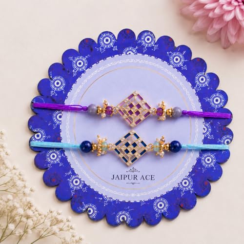 Image of JAIPUR ACE Raksha Bandhan Rakhi Gift Combo with Designer Rakhi, Puja Thali, 2 Katori Bowls, Roli Kumkum & Greeting Card for Brother, Bhai, Bhaiya | Complete Celebration Set