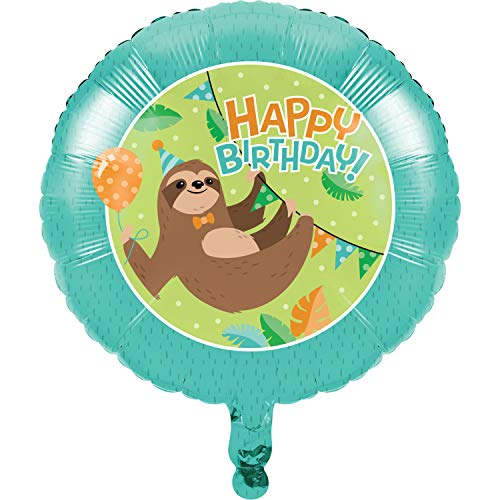 Creative Converting Sloth Party Mylar Balloon, 1 ct, Mulit-color, 18