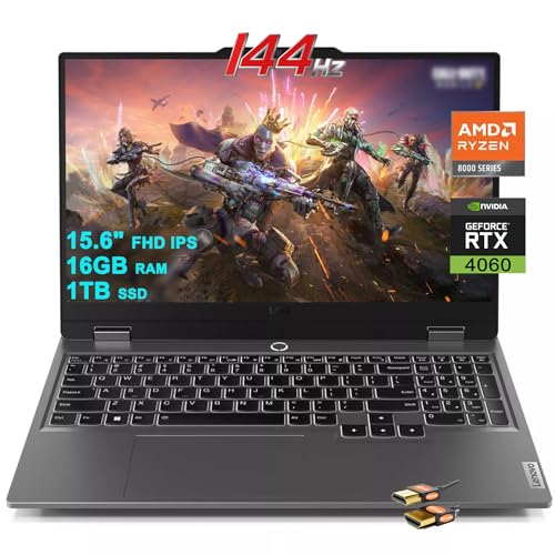 Image of Lenovo LOQ for Gaming Ryzen 7 8845HS 15.6 inch 144HZ RTX 4060 16GB RAM 1TB SSD | FHD IPS AMD Zen4 Octa-core Backlit Nahimic Rapid Charge Pro Grey + HDMI Cable