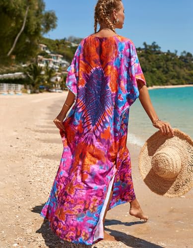 Image of NFVNKJ Women's Plus Size Beach Lounge Kaftan Maxi Dress Swimsuit Coverup for Women