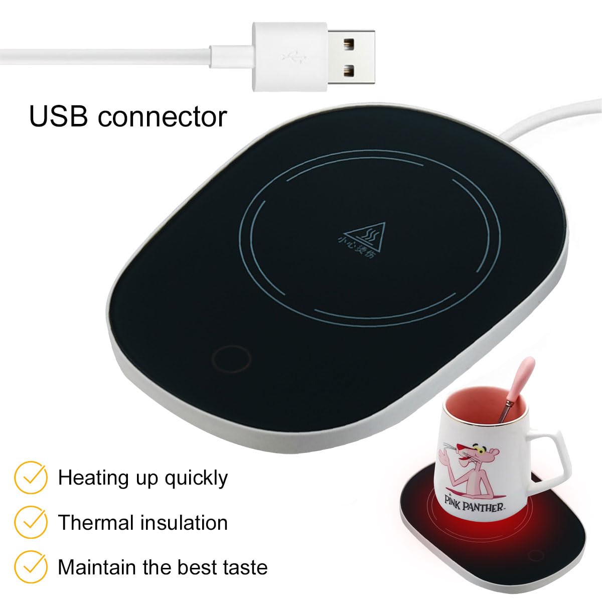 Scalda Tazza Usb,Scaldatazze Da Caffè,Usb Digitale 55 ℃ Scalda Bevande,Scalda Tazza Portatile,Scalda Tazze, Scalda Tazza Elettrico Intelligente Per Scrivania Da Ufficio,Tè caldo,succo,latte (Nero)