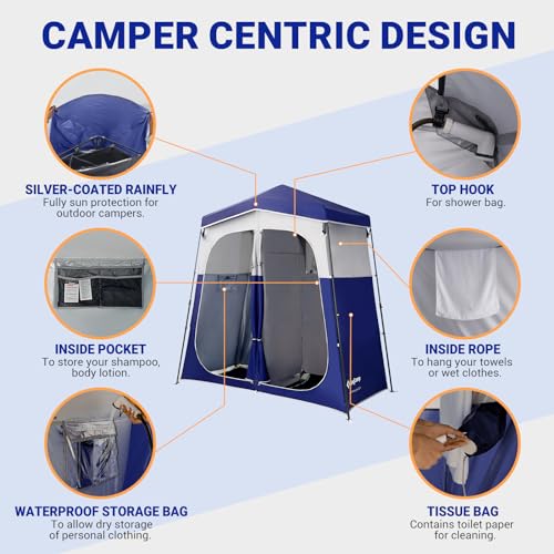 KingCamp-Outdoor-Shower-Tents-for-Camping-Portable-Instant-Pop-Up-Privacy-Tent-1Room2-Room-Bathroom-Tent-Water-Resistant-Windproof-Changing-Tent-Outdoor-Shower-Enclosure-Beach-Camping-Hiking