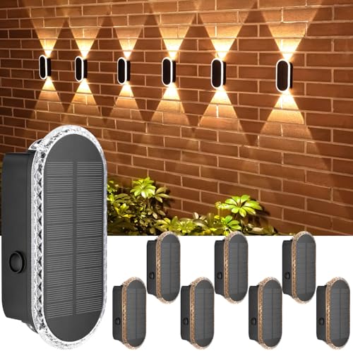 Lampe solaire applique murale de jardin ELLASAY IP65 lot de 8 balisage extérieur